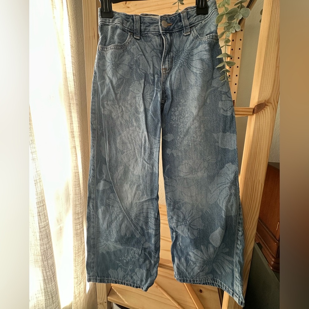 Abercrombie Kids Blue Floral Wide Leg Jeans